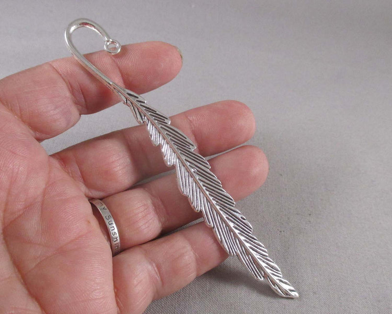 Feather Bookmark Charm Silver Tone 1pc (2049)