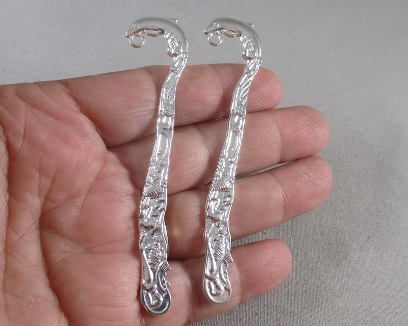 Dolphin Bookmark Charms Silver Tone 2pcs (2048)