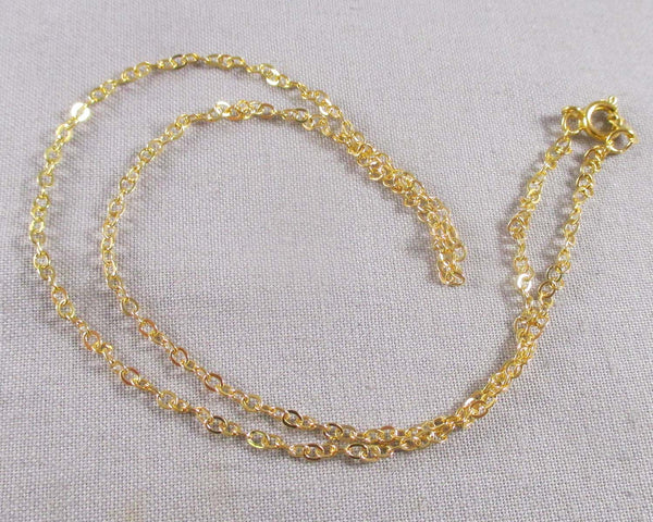 Gold Tone Brass Cable Chain Necklace 18"