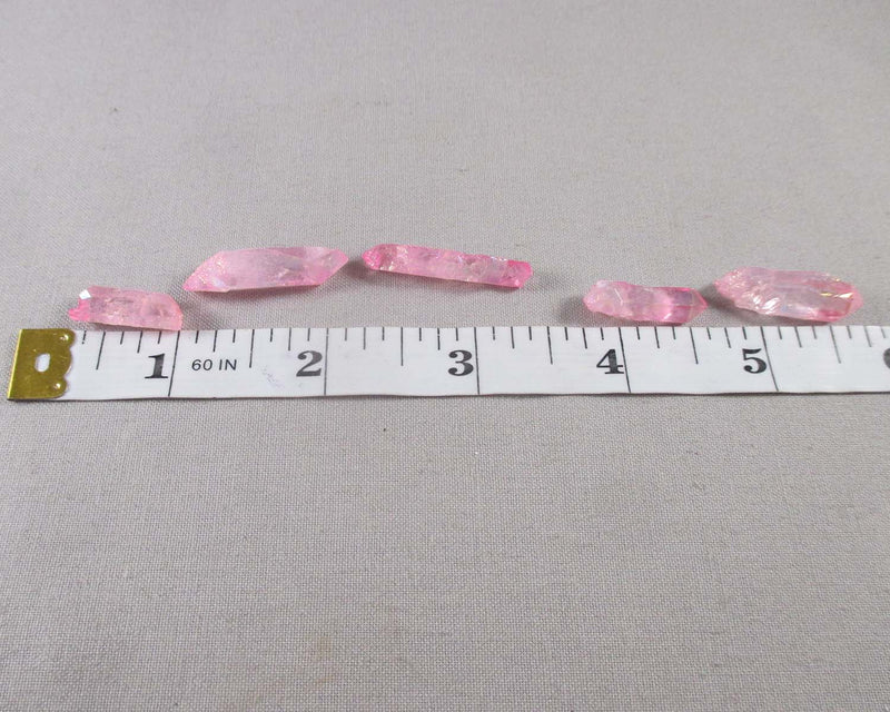 Pink Aura Quartz Points (Drilled) 5pcs (C101)