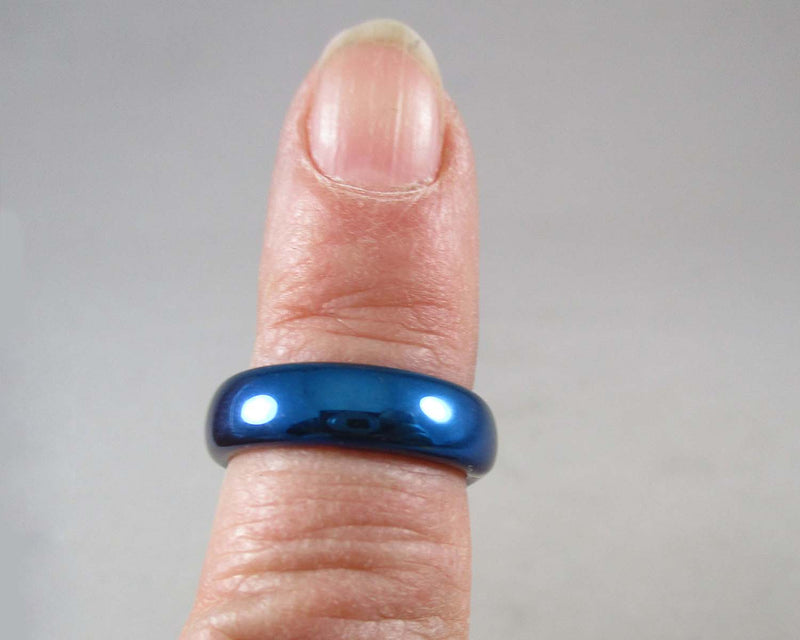 Electric Blue Hematite Ring Size 6.75 (1878)