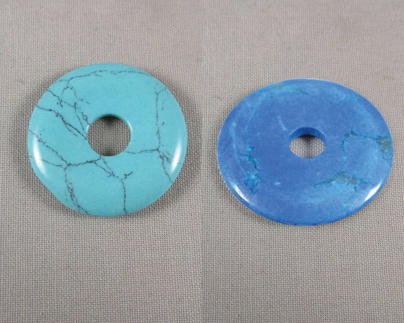 Blue Howlite Polished Donut Bead Pendant 1pc (1812)