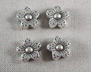 Silver Tone Plum Flower Spacer Beads 9mm 24pcs (C277)