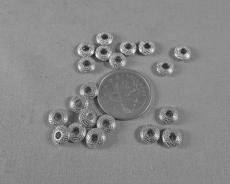 Silver Tone Flat Round Dimpled Spacer Beads 8mm 20pcs (0643)