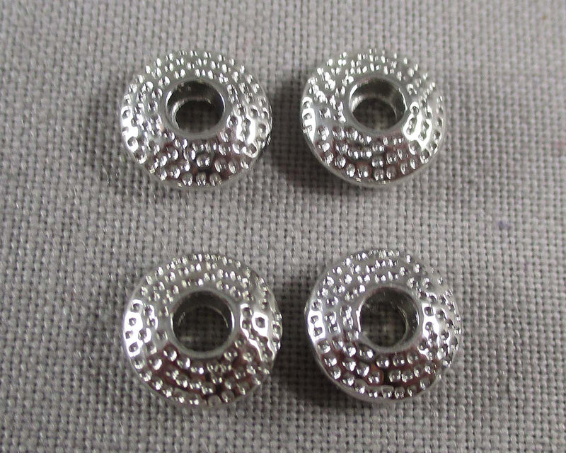 Silver Tone Flat Round Dimpled Spacer Beads 8mm 20pcs (0643)
