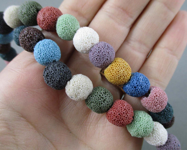 Rainbow Lava Beads Round Frosted Various Sizes
