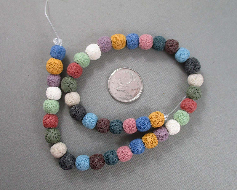 Rainbow Lava Beads Round Frosted Various Sizes