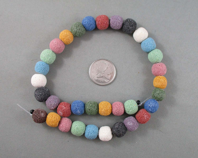 Rainbow Lava Beads Round Frosted Various Sizes