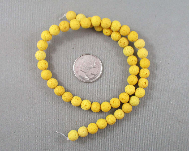 Yellow Lava Beads Round Frosted 8mm 15" Strand (0041)