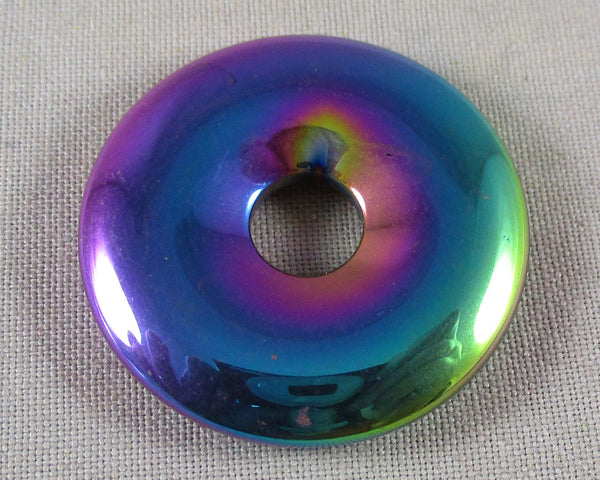 Metallic Rainbow Hematite Donut Bead Pendant 1pc (1913)