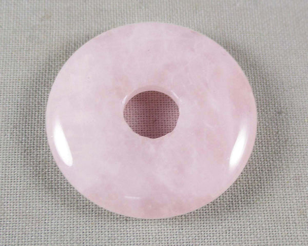 Rose Quartz Polished Donut Bead Pendant (30mm) 1pc (1903)