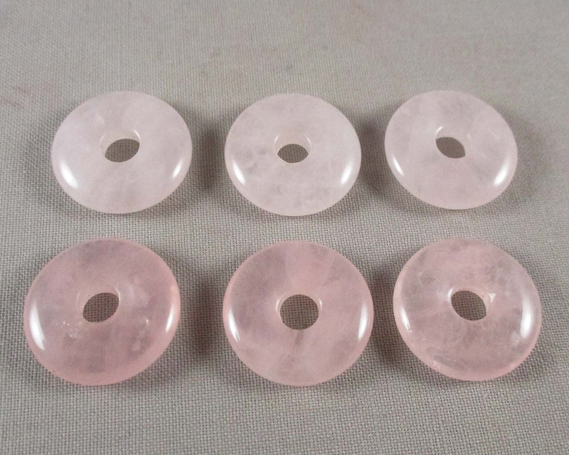 Rose Quartz Polished Donut Bead Pendant (20mm) 1pc (1573)