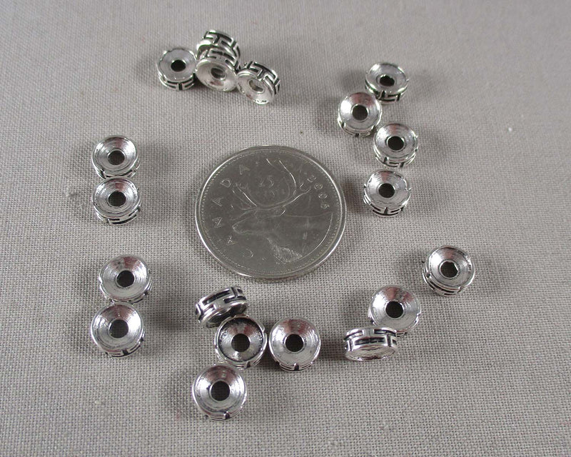 Flat Round Tibetan Spacer Beads 7.5mm 35pcs (C120)