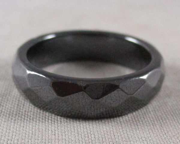 Black Hematite Faceted Ring Various Sizes