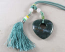 Moss Agate Heart Pendant Necklace  1pc (1831)
