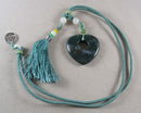 Moss Agate Heart Pendant Necklace  1pc (1831)