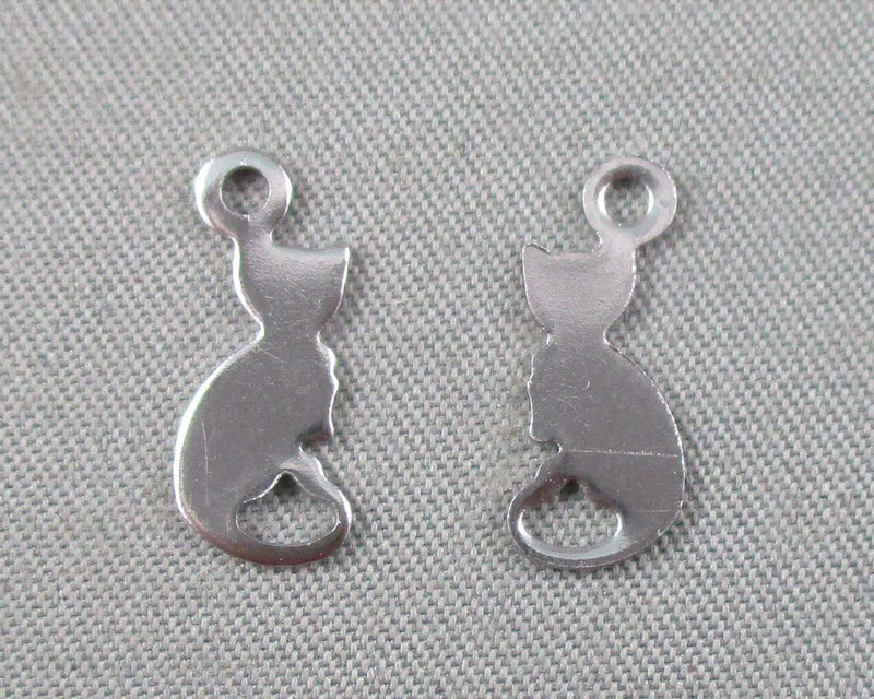 Cat Charms Stainless Steel 10pcs 13x6mm  (0722)