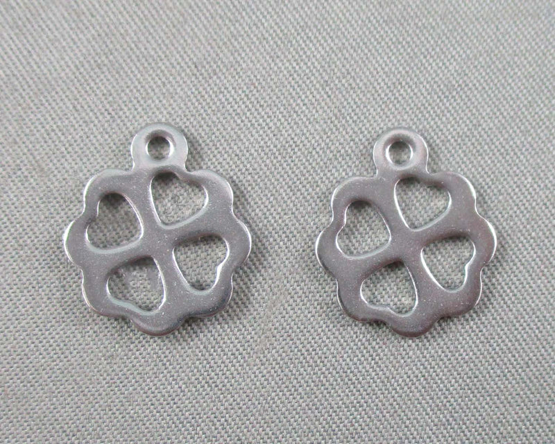 Four Leaf Clover Charms Stainless Steel 4pcs 13x15mm (1478)