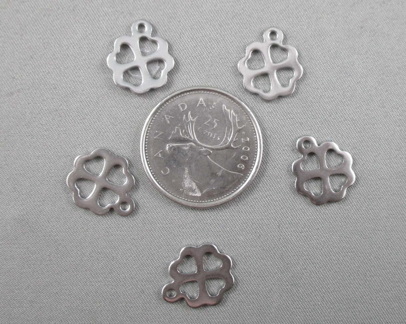 Four Leaf Clover Charms Stainless Steel 4pcs 13x15mm (1478)