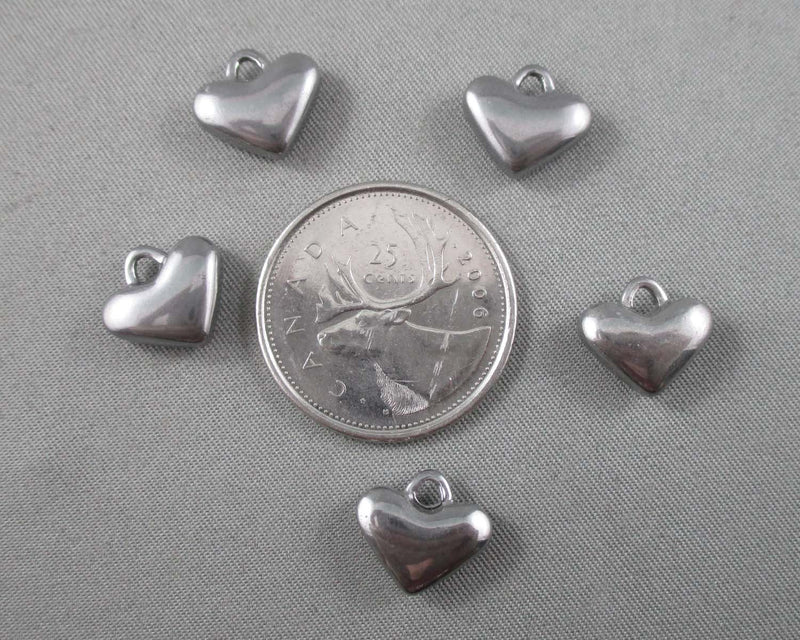 Heart Charms Stainless Steel 5pcs 12x11mm  (1953)