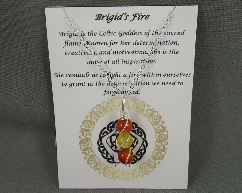 Goddess Pendant- Brigid's Fire (Carnelian & Citrine) T668